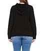 Karen Kane Plus Size Brushed Double Knit Rhinestone-Drawstring Hoodie Sweatshirt, Color:Black - Image 2