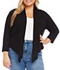 Color:Black - Image 1 - Plus Size Calli Shawl Collar Bracelet Length Sleeve Drape Open-Front Cardigan