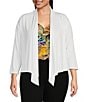 Color:Off White - Image 1 - Plus Size Calli Shawl Collar Bracelet Length Sleeve Drape Open-Front Cardigan