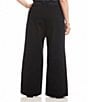 Karen Kane Plus Size Contrast Piped Wide Leg High Rise Pull-On Pants, Color:Black - Image 2