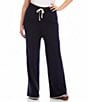 Karen Kane Plus Size Contrast Wide Leg Pull-On Coordinating Sweater Pants, Color:Navy/Cream - Image 1