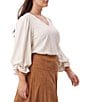 Karen Kane Plus Size Crepe V-Neck 3/4 Layered Sleeve Asymmetric Top - Image 3