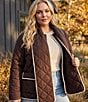 Karen Kane Plus Size Diamond Quilted Scarf Contrast Stitched Long Sleeve Button Front Jacket - Image 5