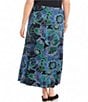 Karen Kane Plus Size Dotted Floral A-Line Pull-On Side-Slit Midi Skirt, Color:Print - Image 2