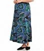 Karen Kane Plus Size Dotted Floral A-Line Pull-On Side-Slit Midi Skirt, Color:Print - Image 3