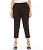 Color:Brown - Image 1 - Plus Size Double Stretch Twill Flat Front Pull-On Piper Pant