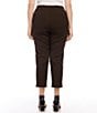 Color:Brown - Image 2 - Plus Size Double Stretch Twill Flat Front Pull-On Piper Pant