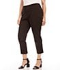Color:Brown - Image 3 - Plus Size Double Stretch Twill Flat Front Pull-On Piper Pant