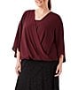 Karen Kane Plus Size Drape Front 3/4 Flared Sleeve Crossover Top - Image 3