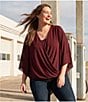 Karen Kane Plus Size Drape Front 3/4 Flared Sleeve Crossover Top - Image 5