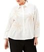Karen Kane Plus Size Embroidered Palm Tree Button-Front Shirt - Image 1