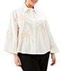 Karen Kane Plus Size Embroidered Palm Tree Button-Front Shirt - Image 3