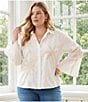 Karen Kane Plus Size Embroidered Palm Tree Button-Front Shirt - Image 4