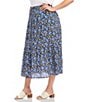 Karen Kane Plus Size Floral Front Slit A-Line Pull-On Midi Skirt - Image 3