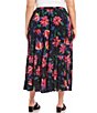 Color:Print - Image 2 - Plus Size Floral Print Tiered Midi Skirt