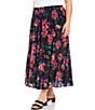 Color:Print - Image 3 - Plus Size Floral Print Tiered Midi Skirt