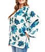 Karen Kane Plus Size Wild Floral Split V-Neck Long Sleeve Tie Tunic, Color:Floral - Image 3