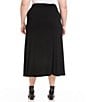 Karen Kane Plus Size Fluid Jersey Knit A-Line Tea Length Skirt, Color:Black - Image 2