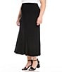 Karen Kane Plus Size Fluid Jersey Knit A-Line Tea Length Skirt, Color:Black - Image 3