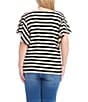 Karen Kane Plus Size Knit Stripe V-Neck Short Flutter Sleeve Top, Color:Black/White - Image 2