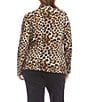 Karen Kane Plus Size Leopard Crossover V-Neck Long Sleeve Side Shirred Wrap Top, Color:Leopard - Image 2