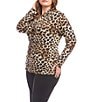 Karen Kane Plus Size Leopard Crossover V-Neck Long Sleeve Side Shirred Wrap Top, Color:Leopard - Image 3