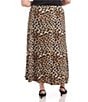 Karen Kane Plus Size Leopard Side Slit Midi Pull-On Skirt, Color:Leopard - Image 2