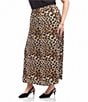 Karen Kane Plus Size Leopard Side Slit Midi Pull-On Skirt, Color:Leopard - Image 3