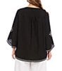 Karen Kane Plus Size Linen-Blend Embroidered Asymmetrical Top - Image 2
