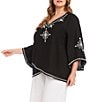 Karen Kane Plus Size Linen-Blend Embroidered Asymmetrical Top - Image 3