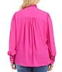 Color:Hot Pink - Image 2 - Plus Size Long Sleeve Bow Blouse