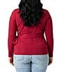 Karen Kane Plus Size Metallic Knit Crew Neck Long Sleeve Side Tie Crossover Top - Image 2
