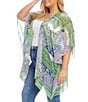 Color:Paisley - Image 3 - Plus Size Paisley Print Open-Front Kimono