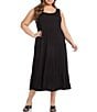 Color:Black - Image 1 - Plus Size Scoop Neck Sleeveless Tiered Midi Dress