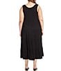 Color:Black - Image 2 - Plus Size Scoop Neck Sleeveless Tiered Midi Dress