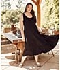 Color:Black - Image 4 - Plus Size Scoop Neck Sleeveless Tiered Midi Dress