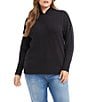 Karen Kane Plus Size Soft Knit Blend Crossover Mock Neck Long Sleeve Sweater, Color:Black - Image 1