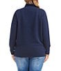 Karen Kane Plus Size Soft Knit Blend Crossover Mock Neck Long Sleeve Sweater, Color:Navy - Image 2
