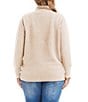 Karen Kane Plus Size Soft Knit Blend Crossover Mock Neck Long Sleeve Sweater, Color:Sand - Image 2