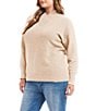 Karen Kane Plus Size Soft Knit Blend Crossover Mock Neck Long Sleeve Sweater, Color:Sand - Image 3