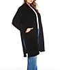 Karen Kane Plus Size Stretch Velvet Side-Vent Open-Front Duster, Color:Black - Image 3