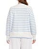 Karen Kane Plus Size Striped Long Sleeve Button-Front Cardigan Sweater, Color:Blue/Off White - Image 2