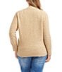 Karen Kane Plus Size Surplice V-Neck Long Sleeve Crossover Faux Wrap Knit Top, Color:Wheat - Image 2