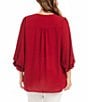 Karen Kane Plus Size V-Neck 3/4 Lantern Sleeves Asymmetric Layered Hem Top - Image 2
