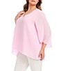 Karen Kane Plus Size V-Neck 3/4 Sleeve Crossover Hem Silky Crepe Top - Image 3