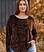 Karen Kane Plus Size Velvet Burnout Scoop Neck Long Sleeve Top - Image 5