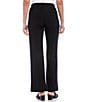 Color:Black - Image 2 - Presley Flat Front Mid Rise Wide leg Pull-On Pants