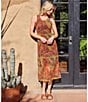 Color:Print - Image 4 - Printed Mesh Scoop Neck Sleeveless Midi Sheath Dress