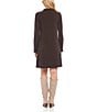 Karen Kane Quarter Zip Point Collar Long Sleeve Travel Jersey A-Line Dress, Color:Brown - Image 2