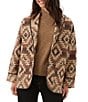Karen Kane Ranch Jacket Blanket Geometric Print Band Collar Long Sleeve Open Front Ranch Jacket - Image 1